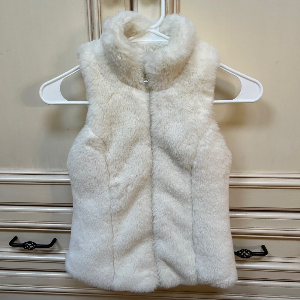 "Me Jane" Size 7 white faux fur girls vest